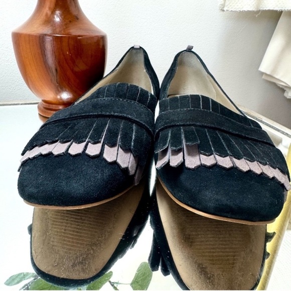 Boden Melody Black Suede Leather  Fringe Loafers - Picture 6 of 7